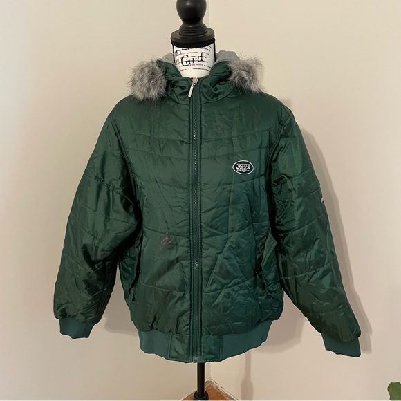 Vintage Reebok New York Jets NFL hooded puffy jacket fur trim - Picture 13 of 16